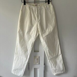 MAKIÉ Japan Cotton Elastic Waist Ankle Pants - White - Size Small
